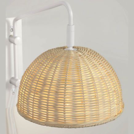 White Metal and Rattan Wall Lamp Damila : Procomobel