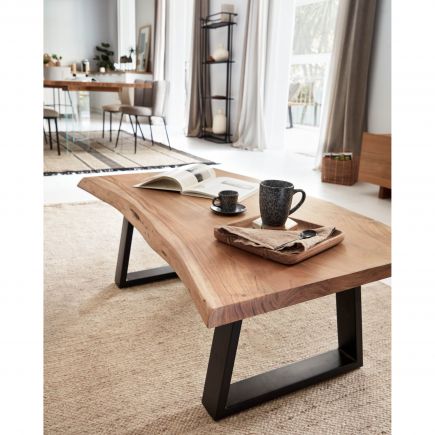 Salón con Mesa Centro de Madera Maciza Acacia Alaia