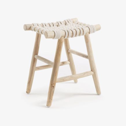 Edgard Wood and Rope Footstool | Procomobel