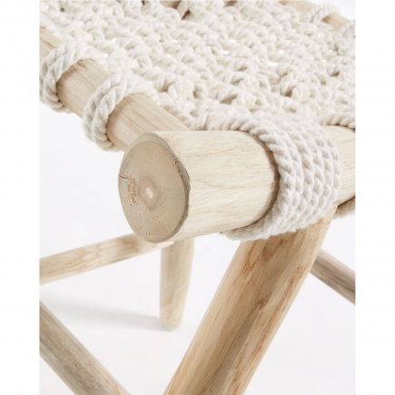 Edgard Wood and Rope Footstool | Procomobel