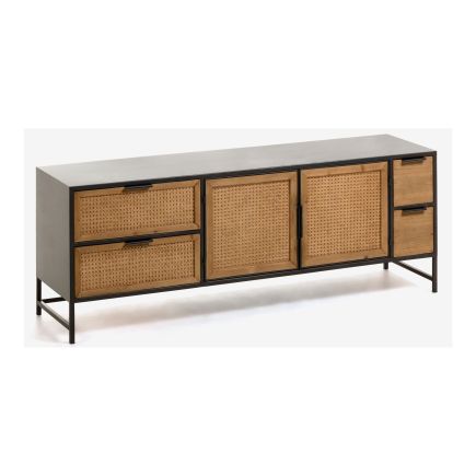 Mueble TV Madera y Mimbre Kyoko