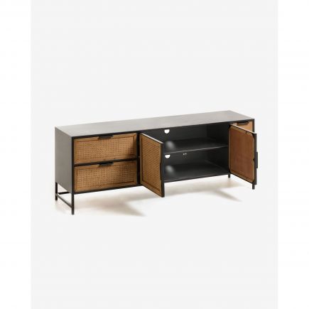 Mueble TV Madera y Mimbre Kyoko Escorado Puertas
