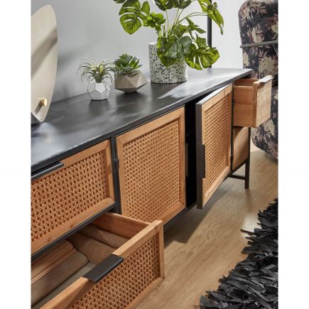 Wood and wicker TV cabinet 'Kyoko' | Procomobel