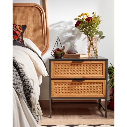 Kyoko Steel and Wicker Bedside Table | Procomobel