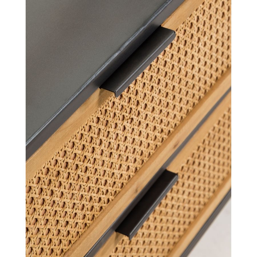 Steel and wicker bedside table 'Kyoko'