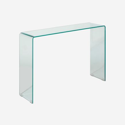 Vista escorada Mesa Consola Cristal Transparente Guerreiro tamaño grande