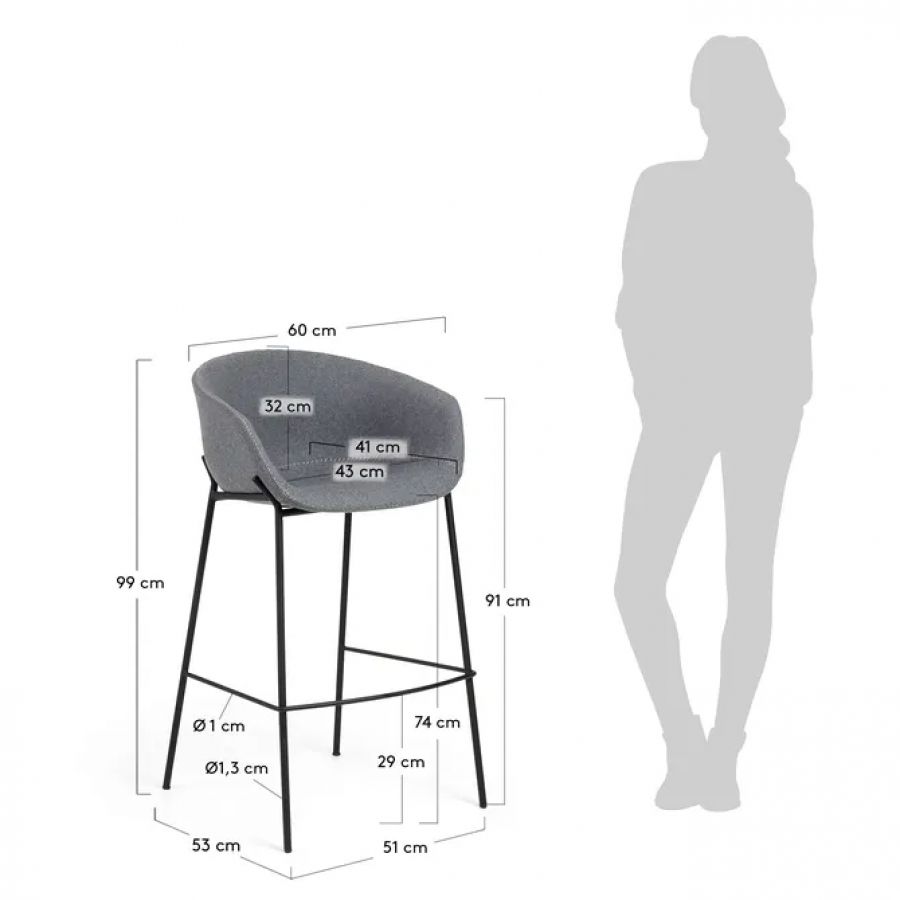 Grey High Stool 'Yvette'