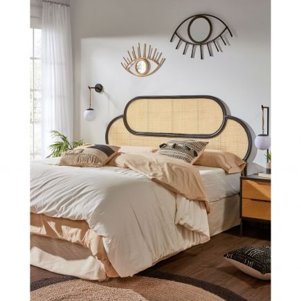 Black Rattan Headboard 170x120cm Lalita | Procomobel