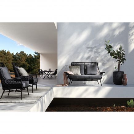 Outdoor Armchair Braided Ropes Black Deia | Procomobel