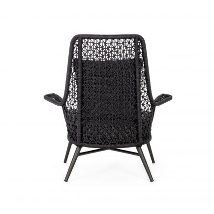 Outdoor Armchair Braided Ropes Black Deia | Procomobel