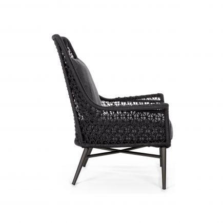 Outdoor Armchair Braided Ropes Black Deia | Procomobel