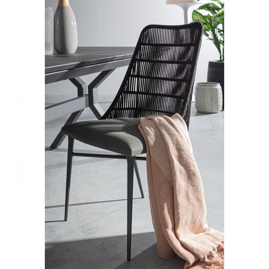 Silla Trenzada Cuerda Negra ‘Madeira’