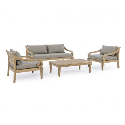 Conjunto con Mesa de Centro Exterior Madera Martinica