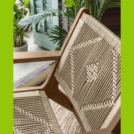 Imagen de Detalle trenzado Sillón de Exterior Madera Oscuro Geralda