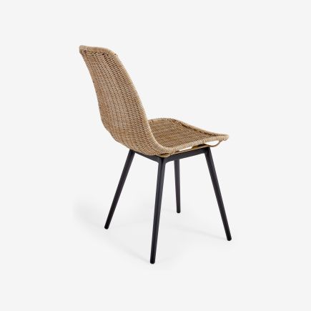 Vista Trasera Silla Exterior Ratán Sintético Aluminio Equal