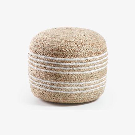 Pouf Ø 45 cm natural and white Saht | Procomobel