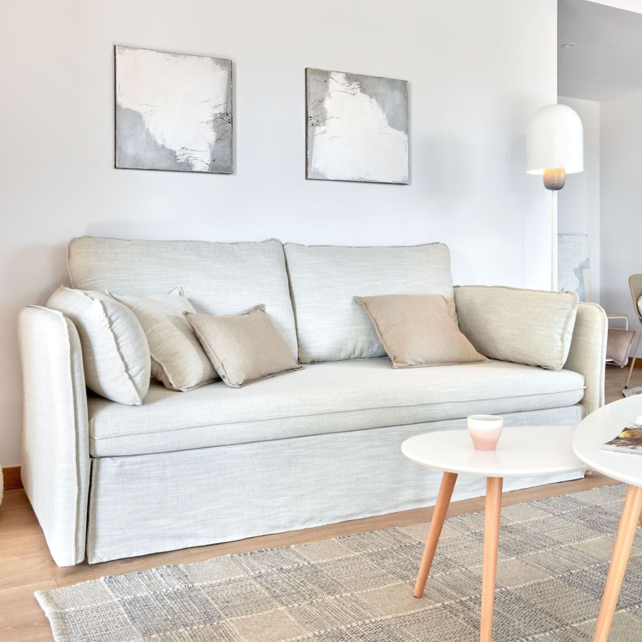 Linen Upholstered Sofa Bed 'Tanit'