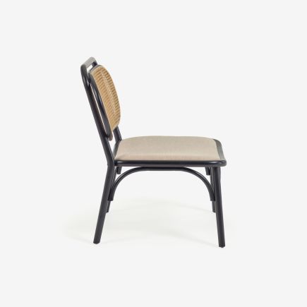 Vista Lateral Derecha Sillón Madera Natural Doriane negro