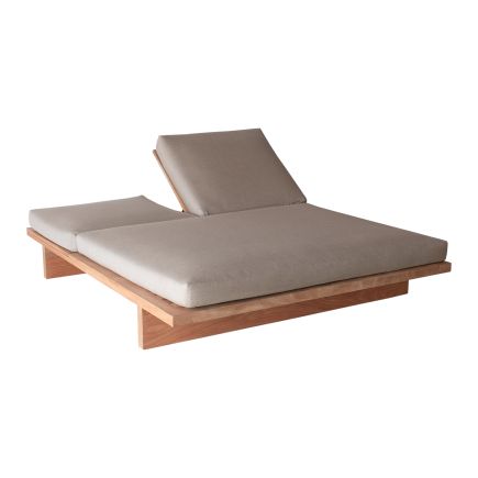 Parte derecha levantada Tumbona Doble de Exterior Madera Bering