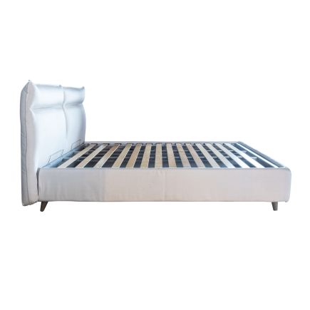 Vista Lateral Derecha Cabecero y Base con Canapé Tapizada ‘Mónaco’ Beige Claro