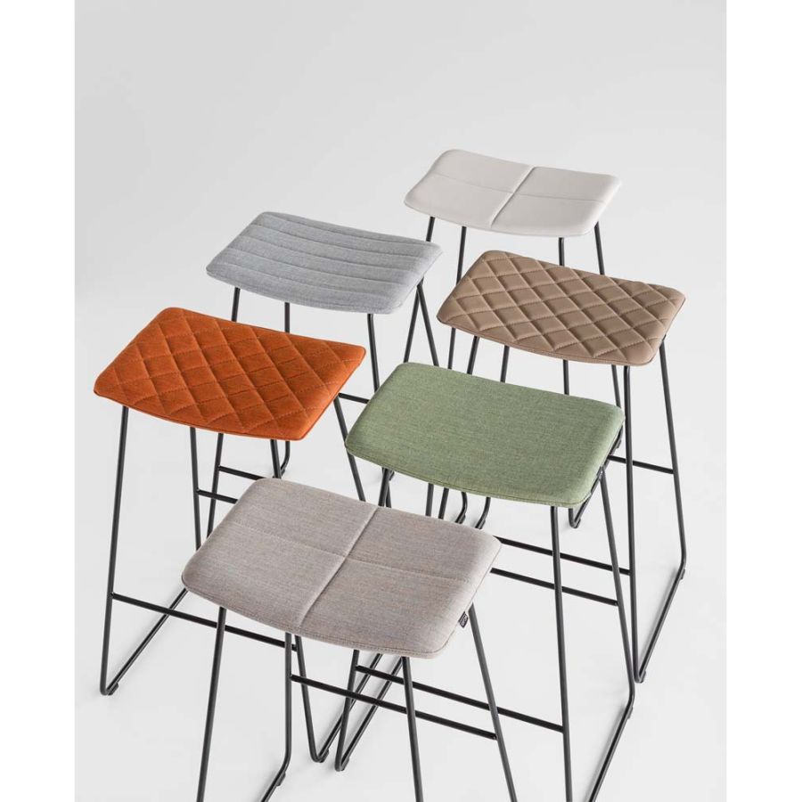 Tao' White Leather Stool