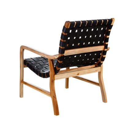 Black Teak-Leather Armchair 'Bernier' | Procomobel