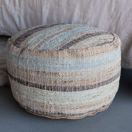 Jute Puff with Stripes 'Eda' | Procomobel