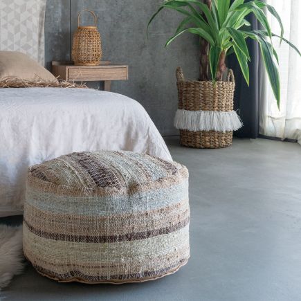 Jute Puff with Stripes 'Eda' | Procomobel