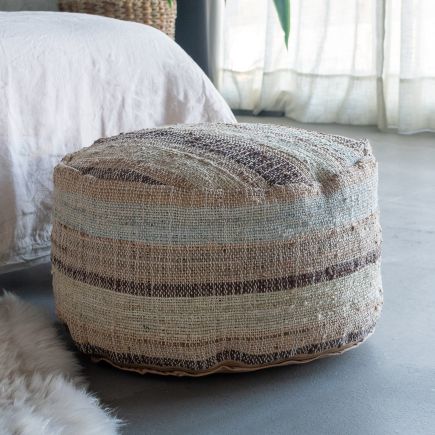 Jute Puff with Stripes 'Eda' | Procomobel