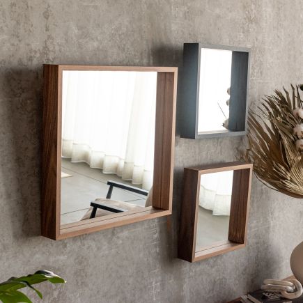 Large Walnut Square Mirror 'Foroy' | Procomobel