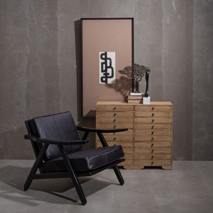 Teak-Leather Armchair 'Rossignol' | Procomobel