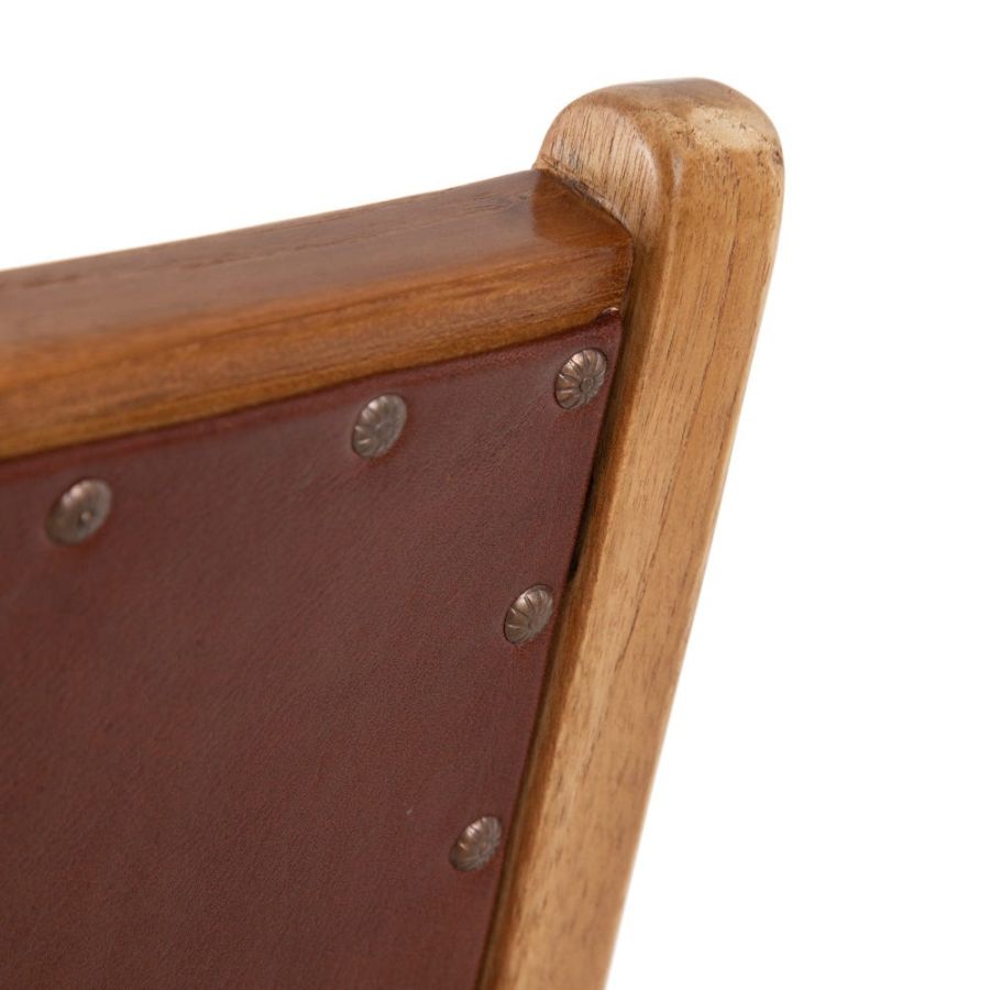 Brown Teak-Leather Armchair 'Cornu'