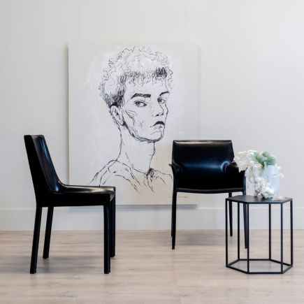 Black leather dining chair 'Jourdain' | Procomobel