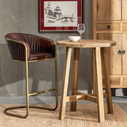 Brown Metal and Leather Stool 'Begue' | Procomobel