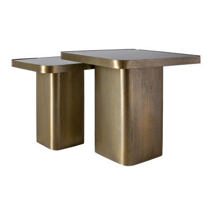 Set of 2 Metal and Glass Coffee Tables 'Dasanach' | Procomobel