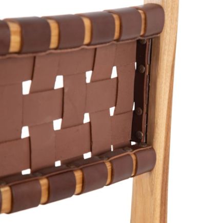 Teak Wood-Brown Leather Chair 'Goncalves' | Procomobel