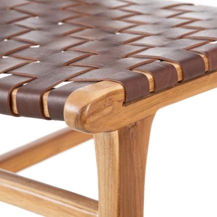 Teak Wood-Brown Leather Chair 'Goncalves' | Procomobel