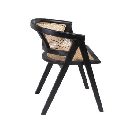 Vista Lateral Derecha Silla Salón Madera y Ratán ‘Duclos’
