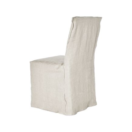 Vista Lateral Derecha Silla Funda Lino 100% Ansenuza color beige