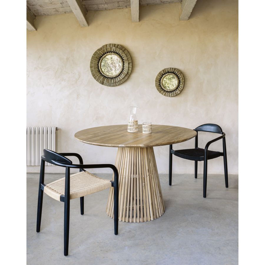 Black Wooden Rope Chair 'Nina'