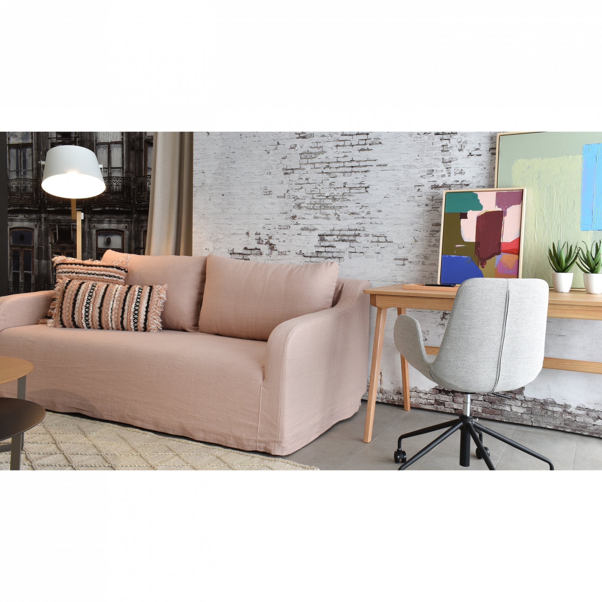 Natural Linen Sofa 'Volga