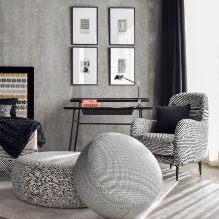 Geometric Upholstered Puff Lines | Procomobel
