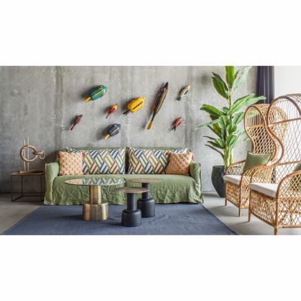 Ambiente con Sofá de Lino Verde Desenfundable Élba