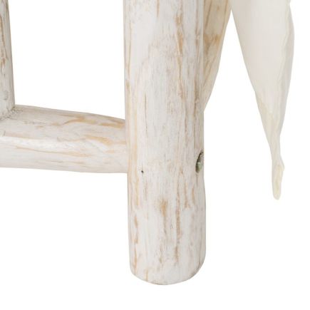 Detalle pata Cama Balinesa Madera Teca Karo blanco