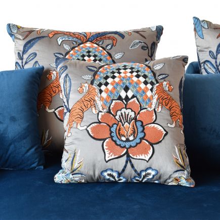 Buy 5/6 Seater Blue Velvet Sofa Thames Blue | Procomobel