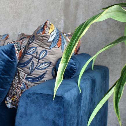 Buy 5/6 Seater Blue Velvet Sofa Thames Blue | Procomobel
