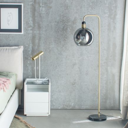 Julia' Grey Smoked Glass Floor Lamp | Procomobel
