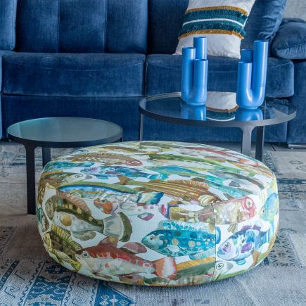 Orinoco' Fish Printed Pouf - Procomobel