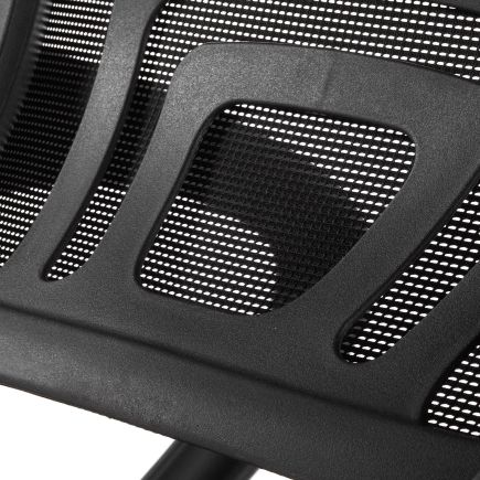 Detalle respaldo Silla de Escritorio con Ruedas Rail negro