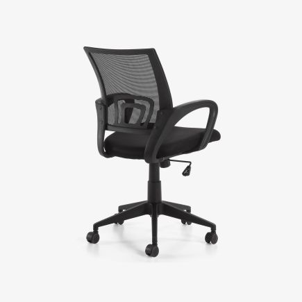 Vista Trasera Silla de Escritorio con Ruedas Rail negro